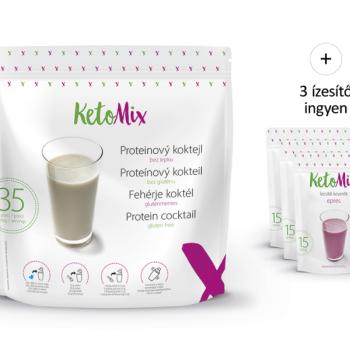 KetoMix fehérje koktél 1050 g (35 adag) 1. ízesítés a koktélhoz:: eper, 2. ízesítés a koktélhoz:: eper, 3. ízesítés a koktélhoz:: áfonya kép