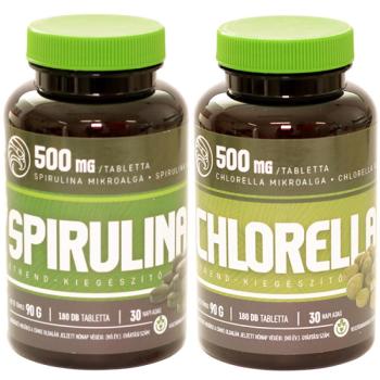 Mannavita Spirulina 180 tab. (1x) + Chlorella 180 tab. (1x) kép