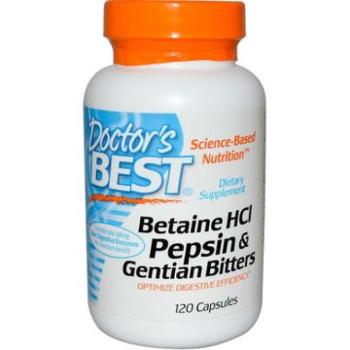 Doctor's Best betain-HCl + pepszin és gentián keserű (gentian), 120 kapszula kép