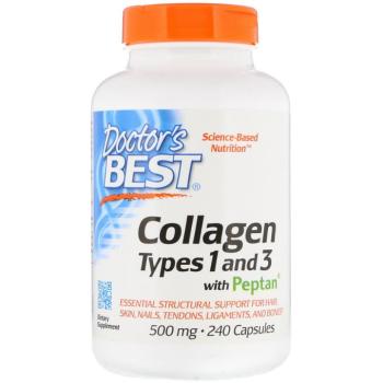 Doctor's Best kollagénje, I. és III. Típus + peptán, 500 mg, 240 kapszula kép