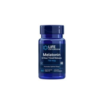 Élethosszabbító Melatonin 6 órás időzített felszabadulású, időzített felszabadulású melatonin, 60 növényi tabletta kép