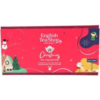 English Tea Shop karácsonyfa, 6 figura, 6 teapiramis, Varázslatos piros kép