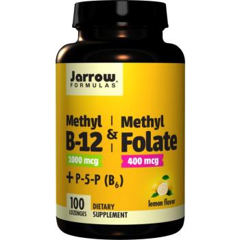 Jarrow metil-B-12 és metil-folát, (B12-vitamin + folsav, aktivált formák), 1000 mcg / 400 mcg, 100 rombusz kép