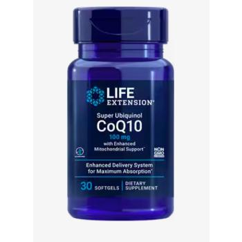 Life Extension Super Ubiquinol CoQ10 fokozott mitokondriális támogatással, Q10 koenzim, 100 mg, 30 kapszula kép