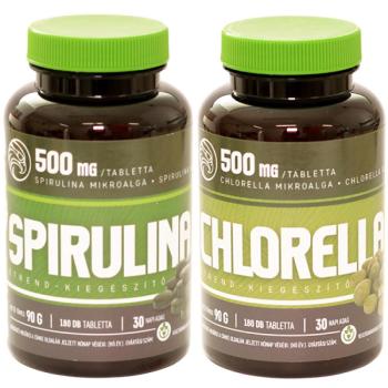 Mannavita Spirulina 180 tab. (3 db) + Chlorella tab. (3 db) = 3-6 havi adag kép