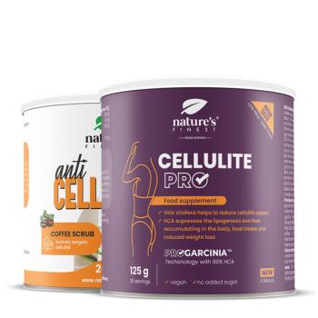 Nature's Finest Double Cellulite Attack | 2 lépéses cellulit‑megjelenés rutin | garcinia + vörösbor kivonat + kávés bőrradír a simább combokért és csí kép