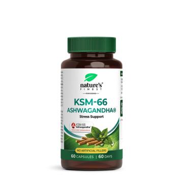 Nature's Finest KSM-66 Ashwagandha | stressz, alvás és kognitív funkciók támogatása | teljes spektrumú gyökérkivonat kép