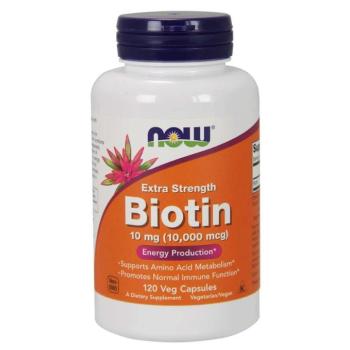 NOW Biotin, 10 mg Extra Strength, 120 növényi kapszulában kép
