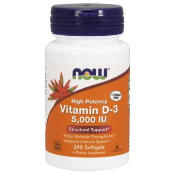 NOW D3-vitamin, 5000 NE, 240 soft kapszulában kép