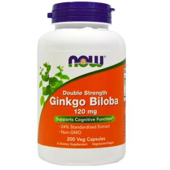 NOW Ginkgo Biloba Double Strength, 120 mg, 200 növényi kapszulában kép
