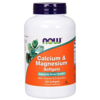 NOW kalcium és magnézium, D-3-vitaminnal és cinkkel, kalcium + magnézium + D3-vitamin és cink, 120 lágygél kapszula kép