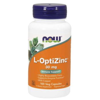NOW L-OptiZinc cink + réz, 30 mg, 100 növényi kapszula kép