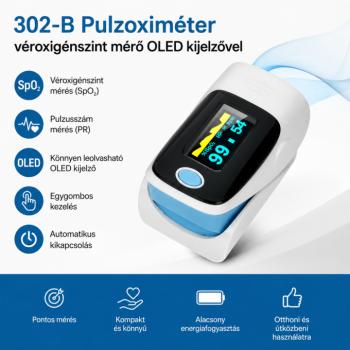 302-B Pulzoximéter véroxigénszint mérő OLED kijelzővel