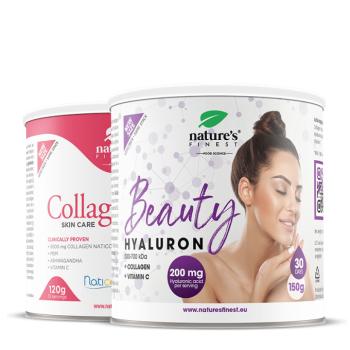 Beauty Hyaluron + Collagen SkinCare Bundle | kollagén- és hialuronsavpor hidratálásra és rugalmasságra | támogatja a simább bőrt és a ráncok csökkent kép