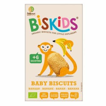 BISkids BIO gyermek teljes kiőrlésű keksz banánnal, hozzáadott cukor nélkül 6 hónapos kortól, 120 g kép