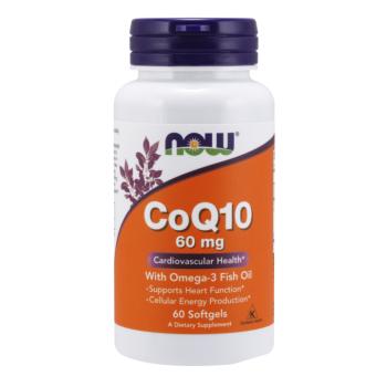 CoQ10 60 mg w Omega 3 Fish Oils - 60 Softgels kép