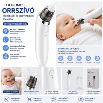 Elektromos orrszívó csecsemők és kisgyermekek számára 5 fokozatú szívóerővel – zöld kép