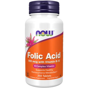 Folic Acid 800mcg + B-12 25mcg - Vegetarian 250 Tablets kép