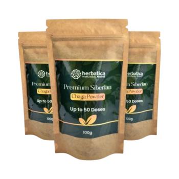 Kedvezményes szett: 3x Prémium szibériai chaga 100% por - 100 g - Herbatica kép