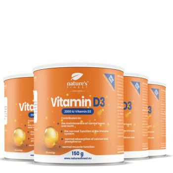Nature's Finest Vitamin D3 3+1 | könnyen keverhető D3 por citromos italhoz | 1000 NE D3-vitamin adagonként kép