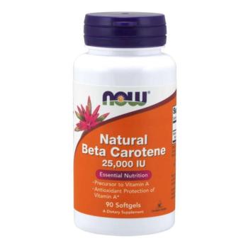NOW A-vitamin, Természetes béta-karotin, 25000 NE, 90 lágyzselés kapszula kép