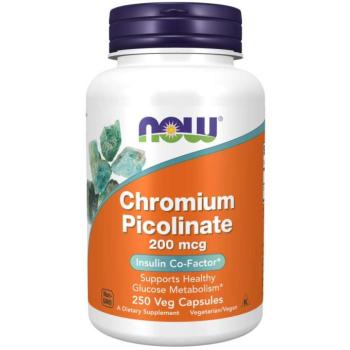 NOW Chromium Picolinate, Króm-pikolinát, 200 mcg, 250 növényes kapszula kép