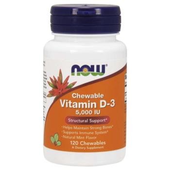NOW D3-vitamin, 5000 NE, 120 rágótabletta kép