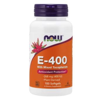 NOW E-vitamin 400 NE tokoferolokkal, 100 softgel kapszula