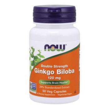 NOW Ginkgo Biloba Double Strength, Ginkgo Biloba kettős erősségű, 120 mg, 50 növényes kapszula kép