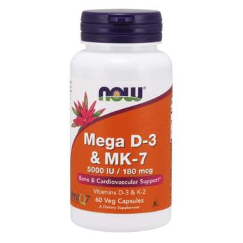 NOW Mega D3 & MK-7, D3 5000 NE és K2 vitamin 180 ug, 60 kapszula kép