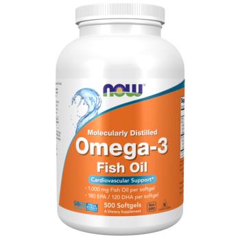 NOW Omega-3, molekulárisan desztillált, 500 lágyzselé kép