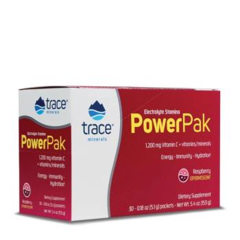 Trace Minerals Electrolyte Stamina Power Pak, vitaminok és ásványi anyagok, málna íz, 30 tasak kép