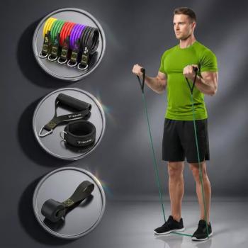 Trizand 5 db-os fitness gumiszalag szett - 5-féle ellenállási szint, időtálló anyaghasználat - ajtóra is rögzíthető kép