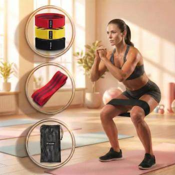 Trizand edzőgumi, fitnesz szalag készlet - 3-féle ellenállás, rugalmas latex és strapabíró szövet - választható színkombináció kép