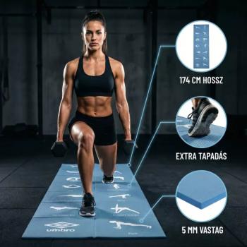Umbro összehajtható jógamatrac - megbízható társ jógához, pilateshez és fitneszhez - csúszásmentes felület, 5 mm vastagság, 13 db illusztrált gyakorla kép