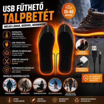 USB fűthető talpbetét cipőkhöz – 35-40-es kép
