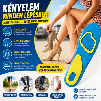 Zselés talpbetét ütéscsillapító sarok- és talptámasszalt – női 38-42 – kék kép